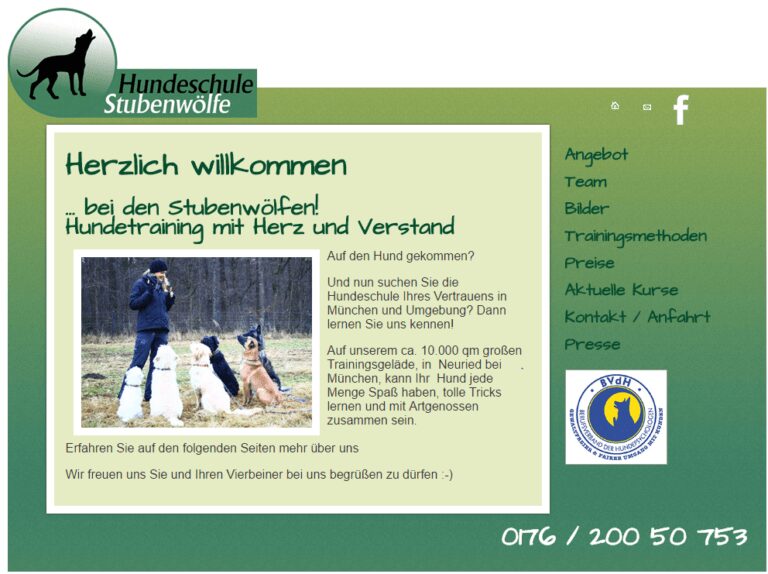 Startseite Hundeschule Stubenwölfe zufriedene kunden im Onlinemarketing