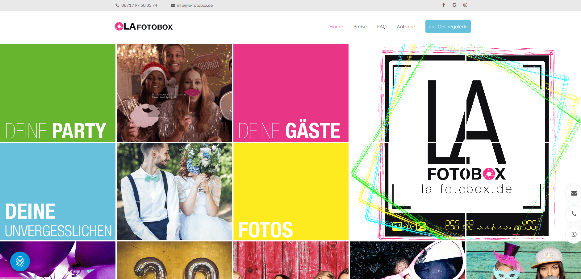LA Fotobox Startseite Screenshot